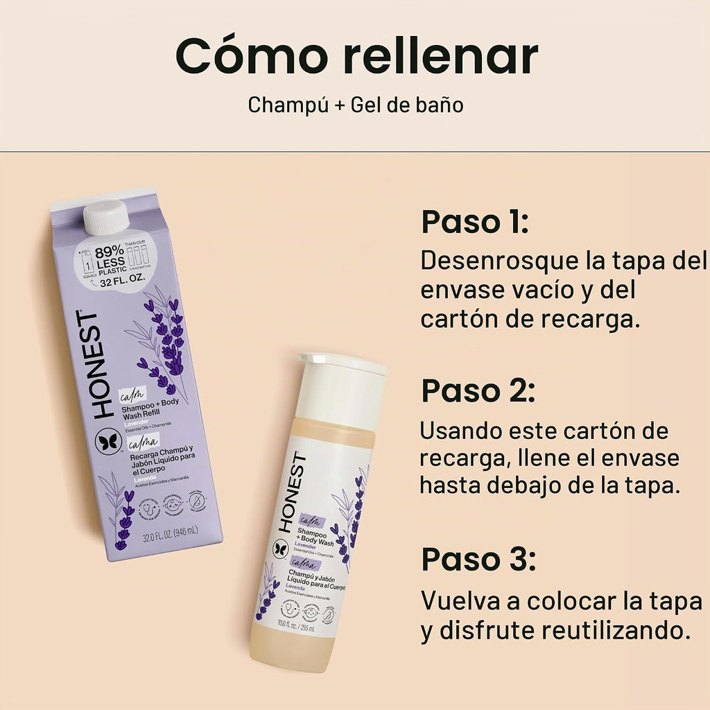 The Honest Company Champú limpiador 2 en 1 para lavado corporal, ca...