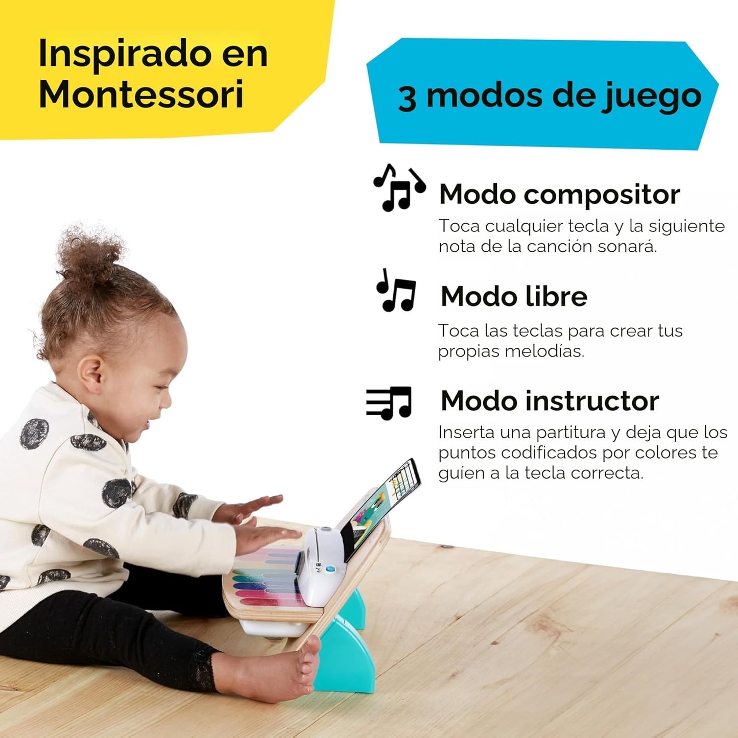 Baby Einstein y Hape Piano Mágico Tactil - Juguete musical de mader...