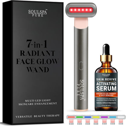 Soulspa Pure Varita de luz LED 7 en 1 para rostro, cuello y ojos -...