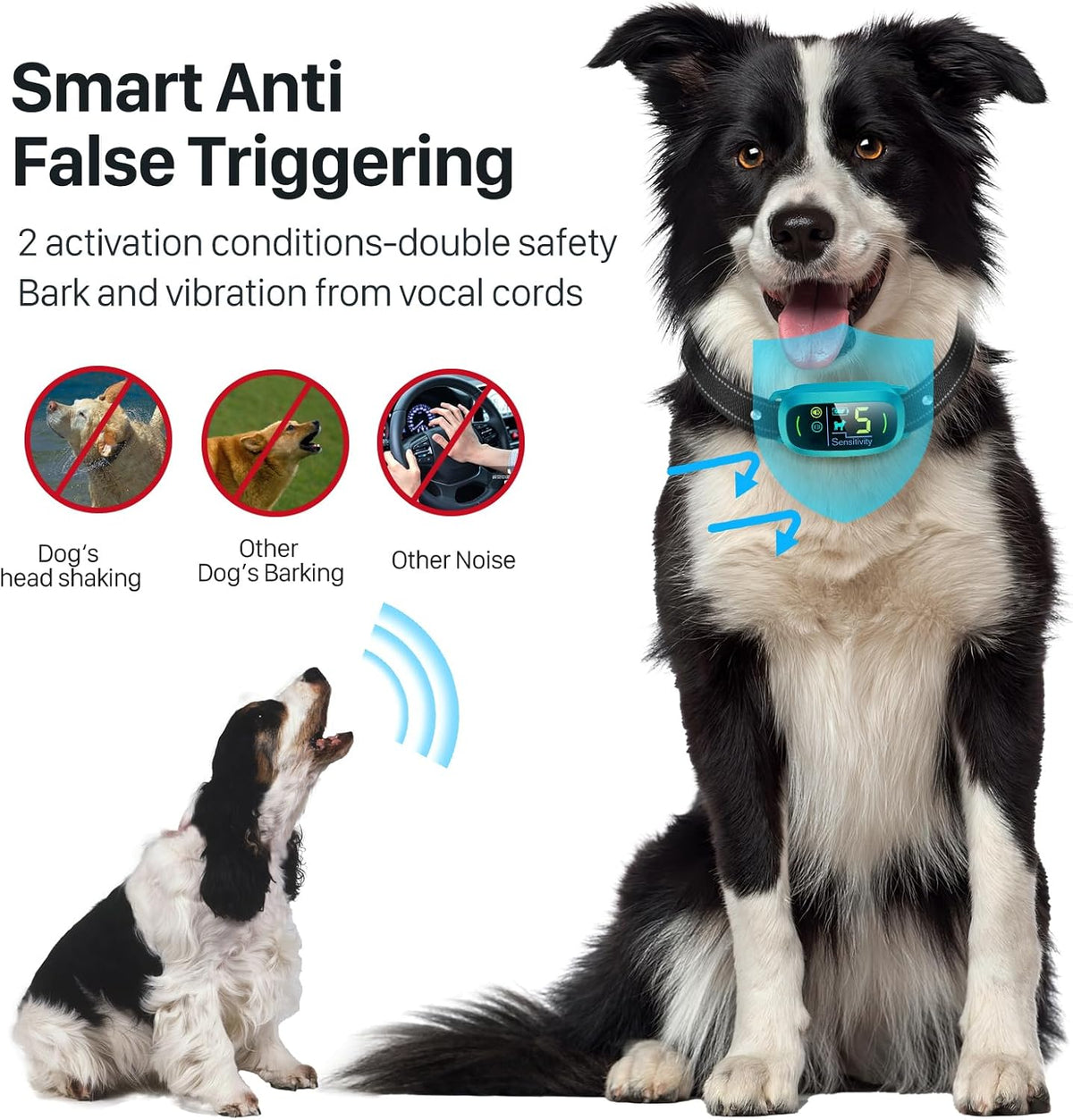 FAFAFROG Collar antiladridos de perro, collar inteligente recargabl...