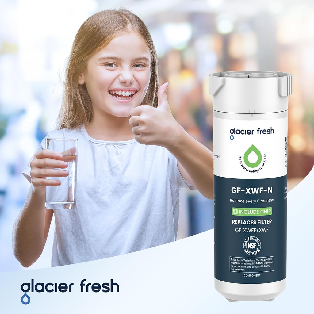 GLACIER FRESH XWFE - Filtro de agua para refrigerador (chip integra...