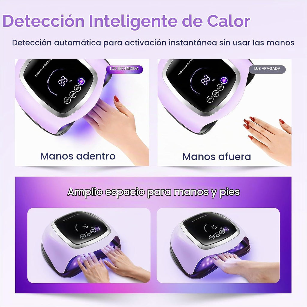 Lámpara de uñas UV, secador de uñas LED de 180 W para esmalte de ge...