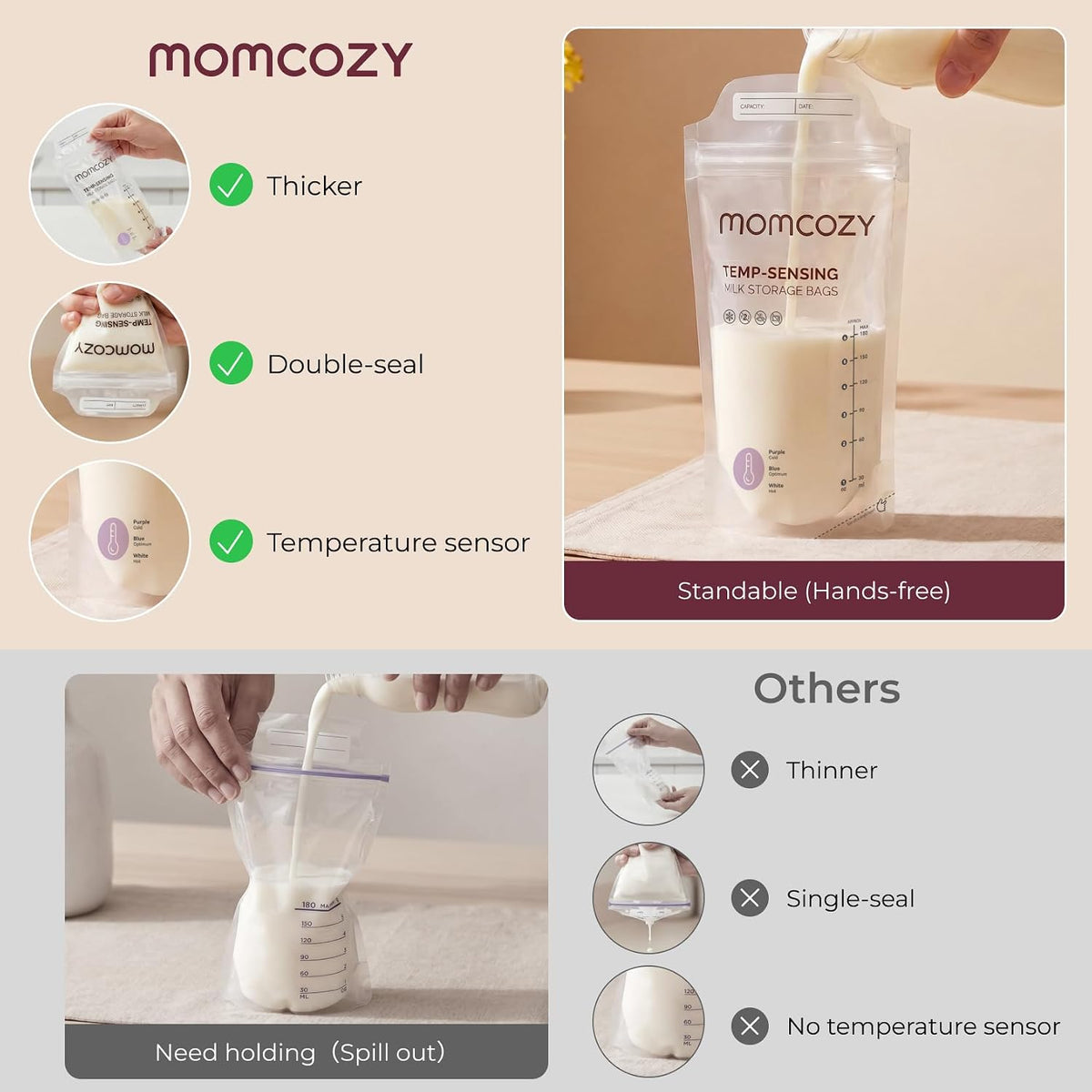 Momcozy Bolsas de Almacenamiento de Leche Materna, Bolsas de Almace...