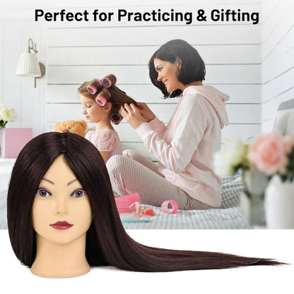 Cabeza de maniquí con 90% cabello humano de 23 pulgadas, cabeza de...
