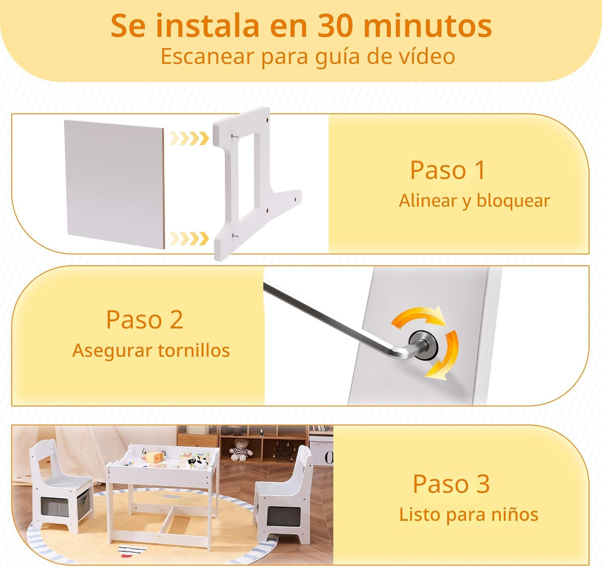 Pterying Juego de mesa y silla de madera para niños, escritorio de...