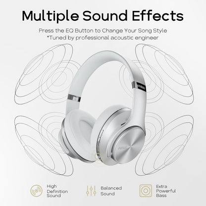 DOQAUS Auriculares Bluetooth sobre la oreja, tiempo de reproducción...
