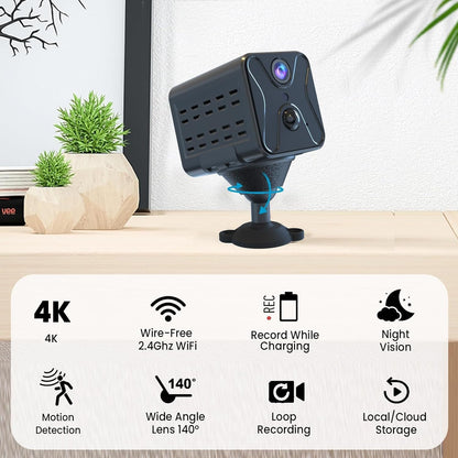 javiscam Mini cámara espía 2026 mejorada 4K Mini cámara oculta, cám...