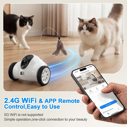 PGID Cámara robot para mascotas, robot móvil para mascotas con apli...