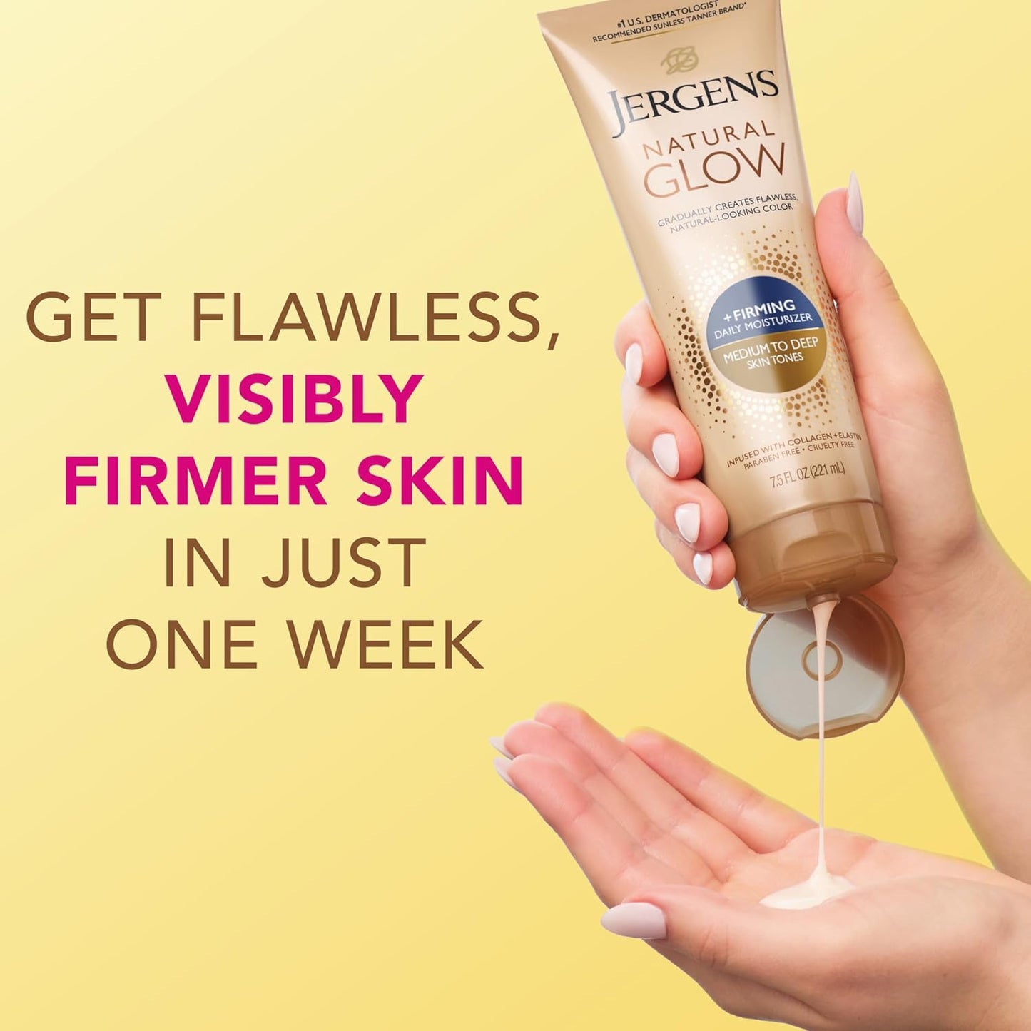 Jergens Natural Glow + Loción corporal autobronceadora reafirmante,...