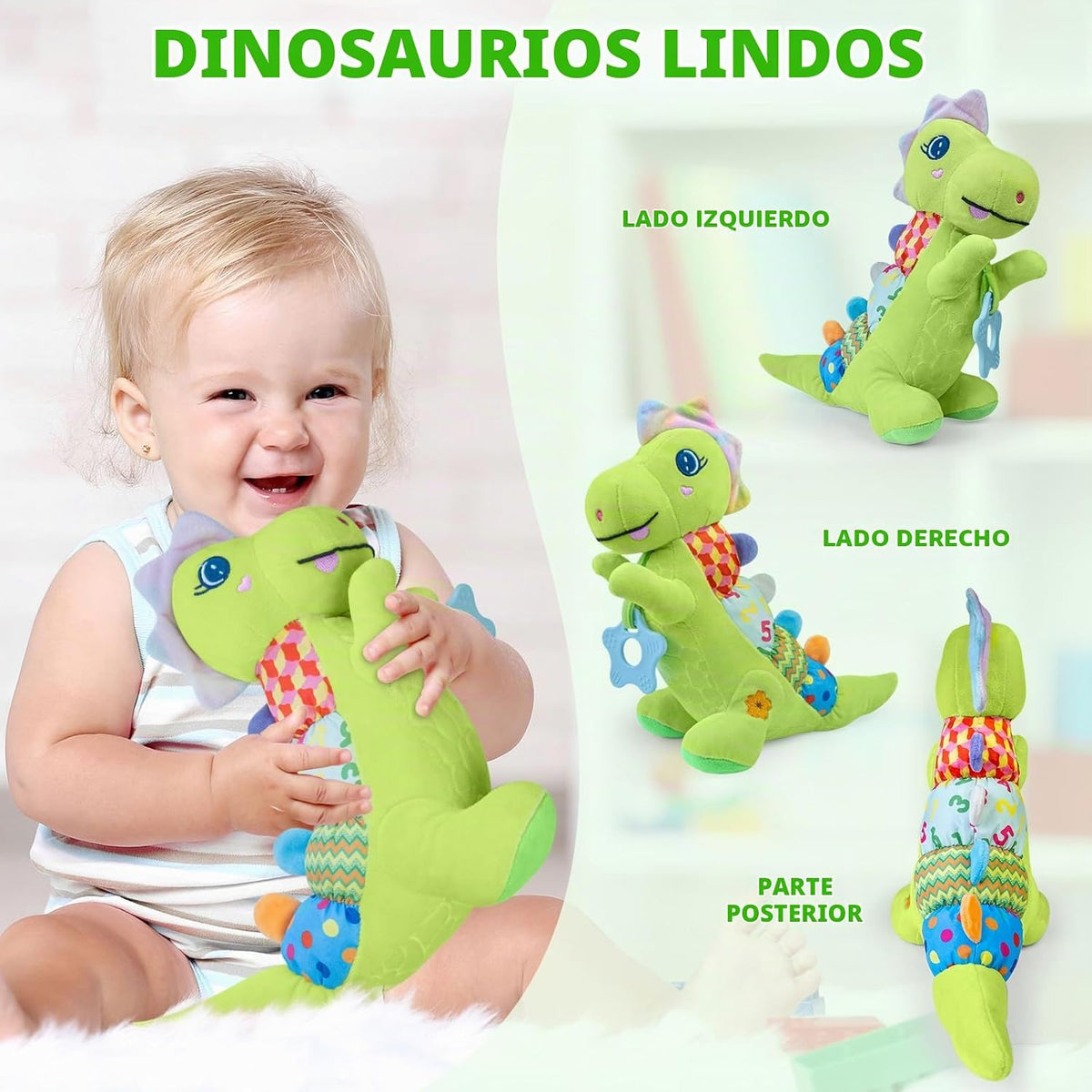 Juguetes Musicales de Peluche de Dinosaurio Bebé para 0-3-6-9-12 Me...