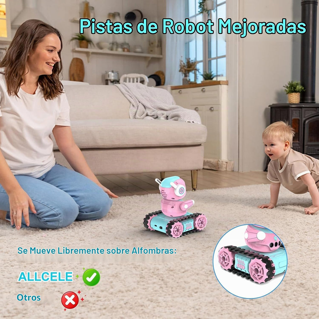 ALLCELE Robot de juguete LED RC para niñas con Walkie Talkie, progr...