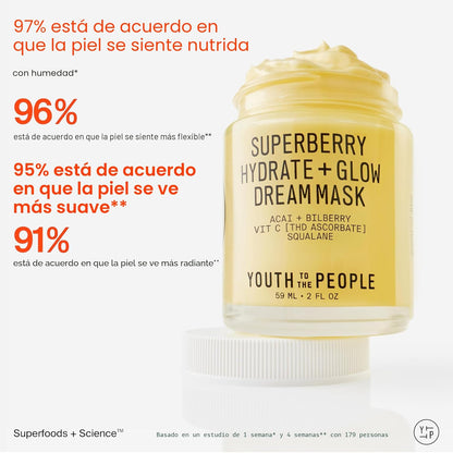 Youth To The People Superberry Hydrate + Glow Dream Mask - Hyaluron...