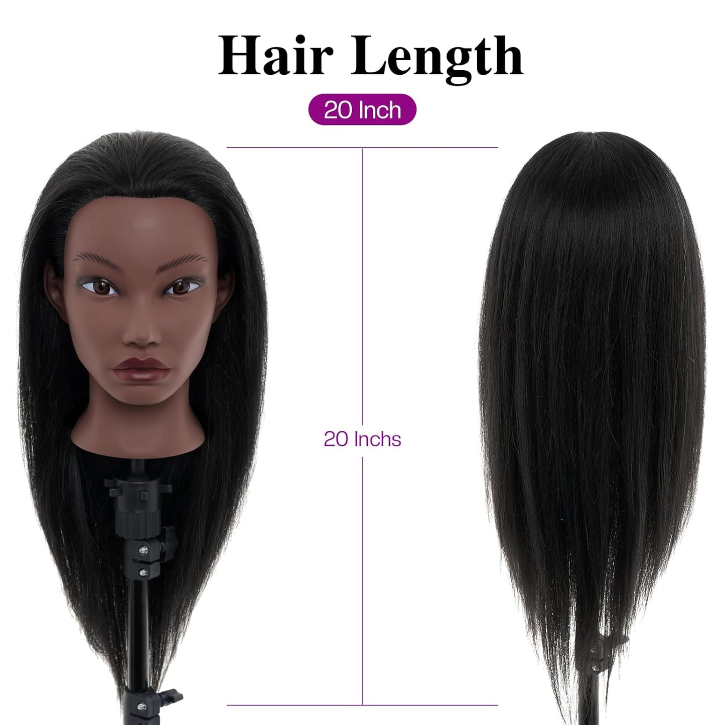 Cabeza de maniquí de 20 pulgadas de cabello humano, cabeza de maniq...