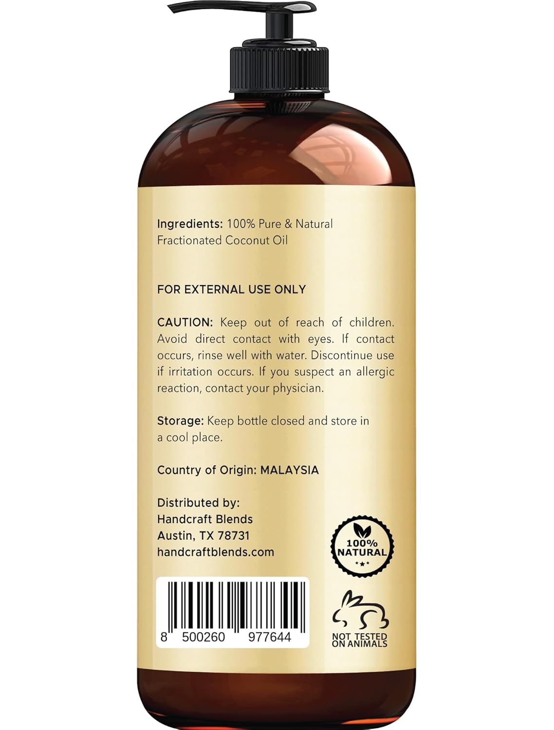 Handcraft Blends Aceite de coco fraccionado \u2013 16 onzas líquida...