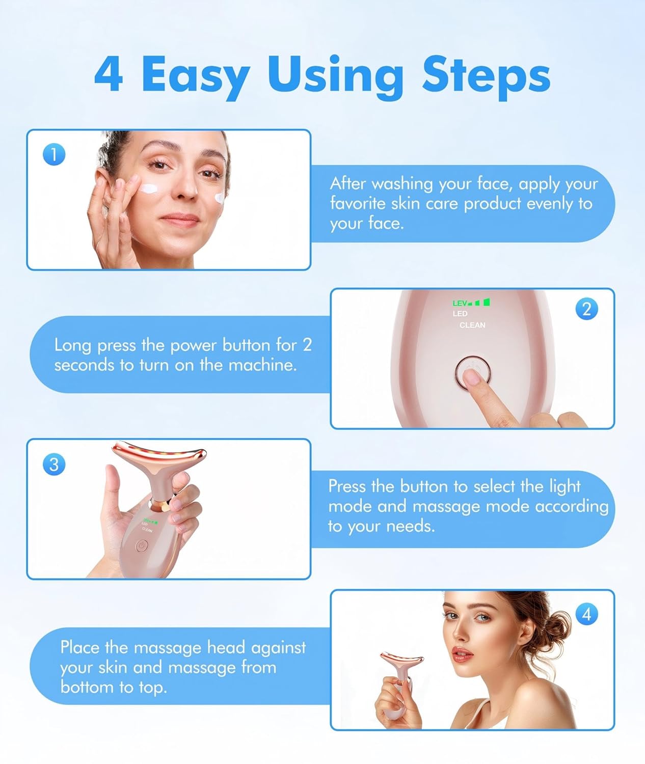 SDKWDH Terapia de Luz Roja para Cara y Cuello, Herramienta de Masaj...