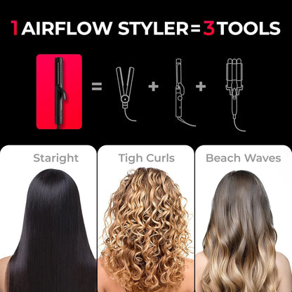 TYMO Airflow 2.0 - Plancha rizadora de pelo 2 en 1, rizador de pelo...