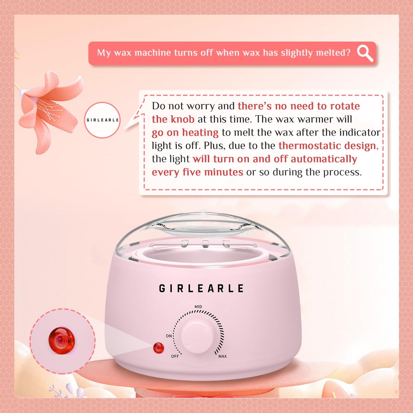 Kit de depilación para mujeres y hombres, GIRLEARLE calentador de c...
