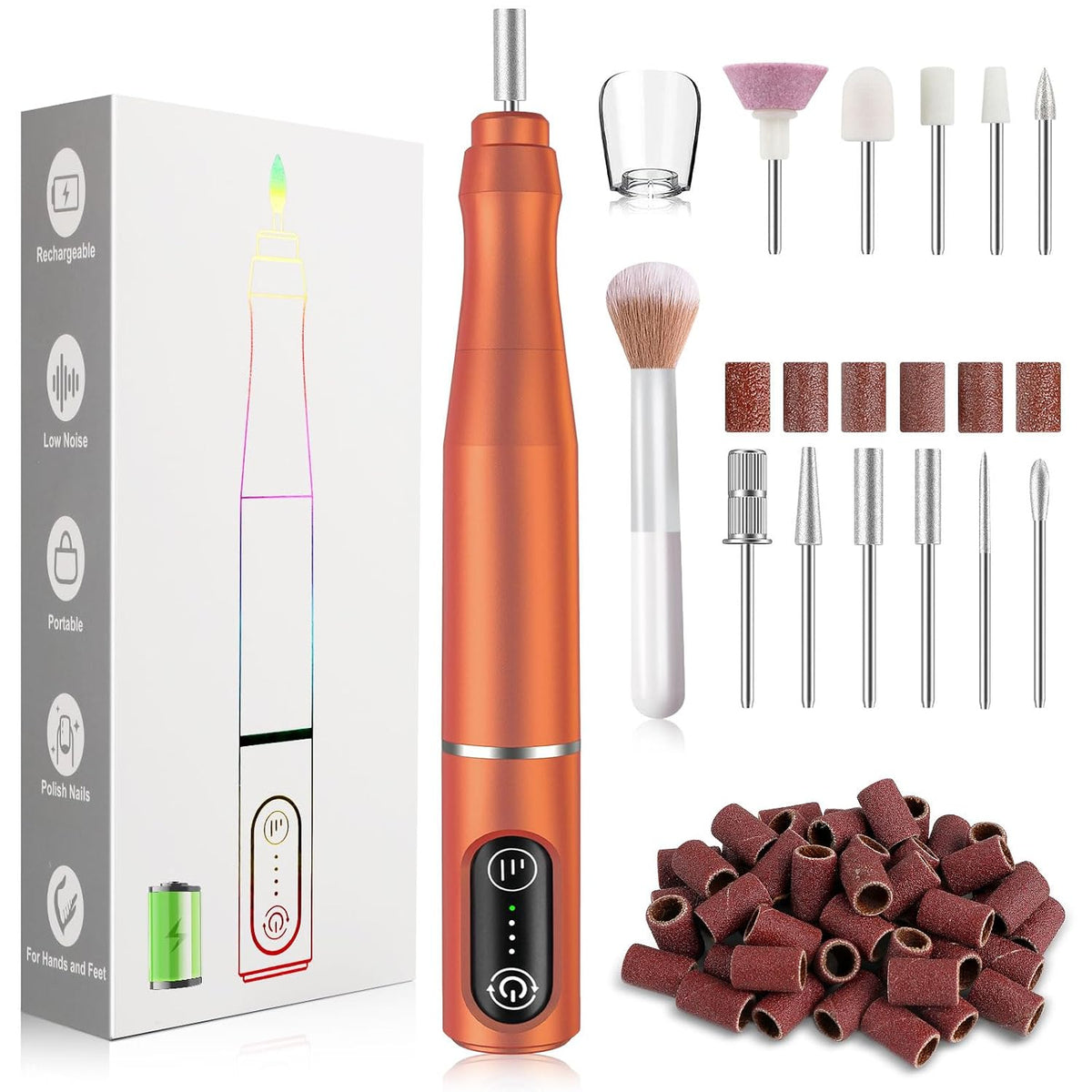 TUOBEO Kit de lima eléctrico recargable de uñas inalámbrico Efile,...