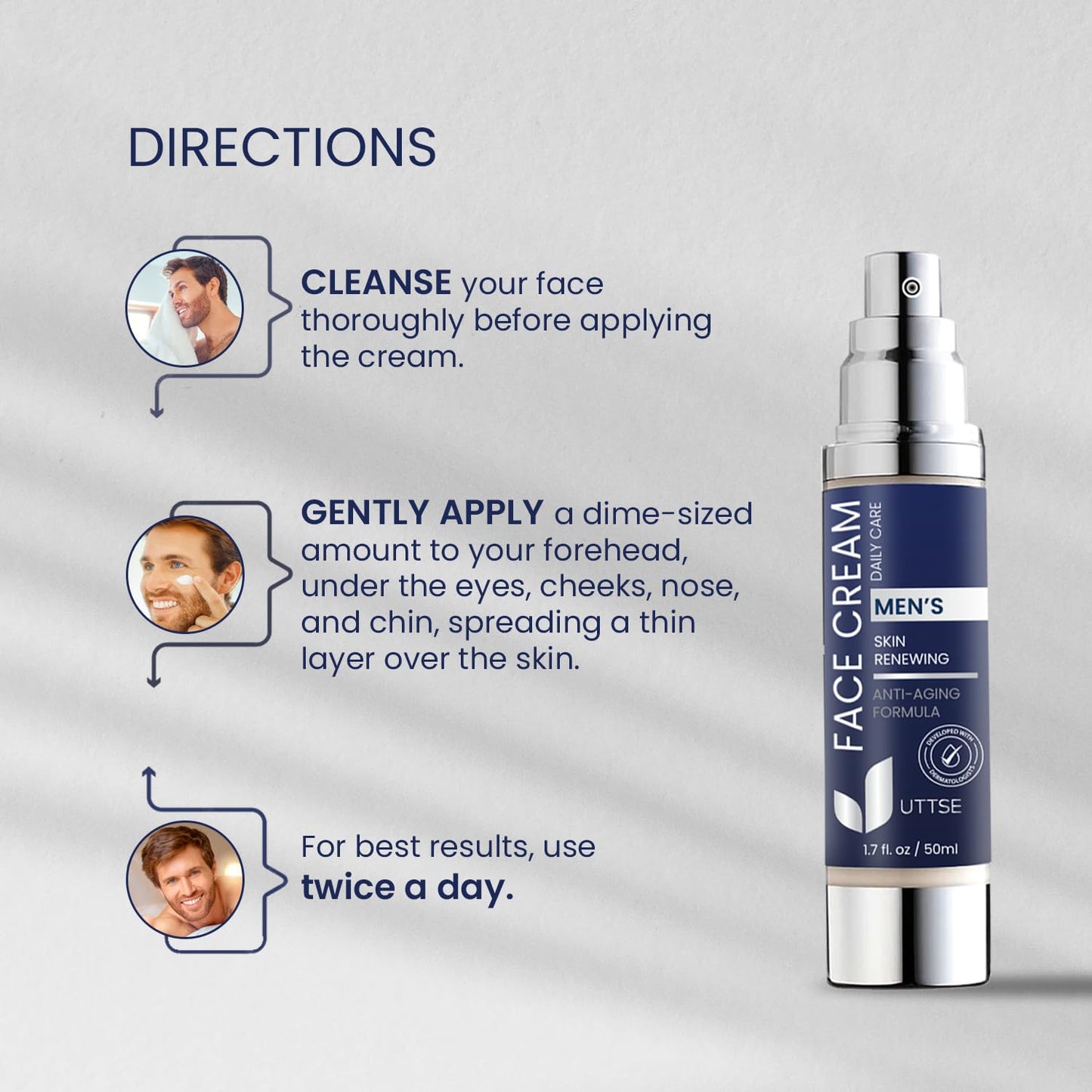 Crema facial 6 en 1 para hombres: crema antienvejecimiento y arrugas para hombres con colágeno, ácido hialurónico, vitaminas E y B, manteca de karité, removedor de manchas oscuras y tratamiento de bolsas para los ojos, 1.7 oz.