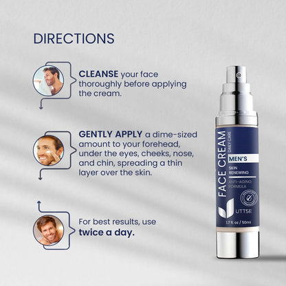 Crema facial 6 en 1 para hombres: crema antienvejecimiento y arrugas para hombres con colágeno, ácido hialurónico, vitaminas E y B, manteca de karité, removedor de manchas oscuras y tratamiento de bolsas para los ojos, 1.7 oz.