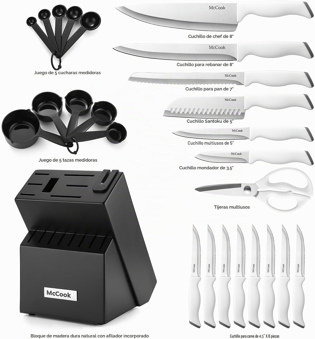 McCook Juego de cuchillos de cocina de 24 piezas con afilador incor...