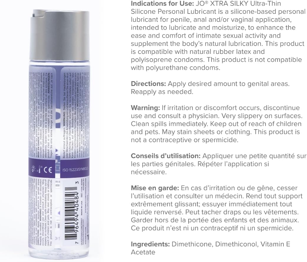 JO Xtra Lubricante sedoso de silicona ultrafino \u2013 Lubricante p...