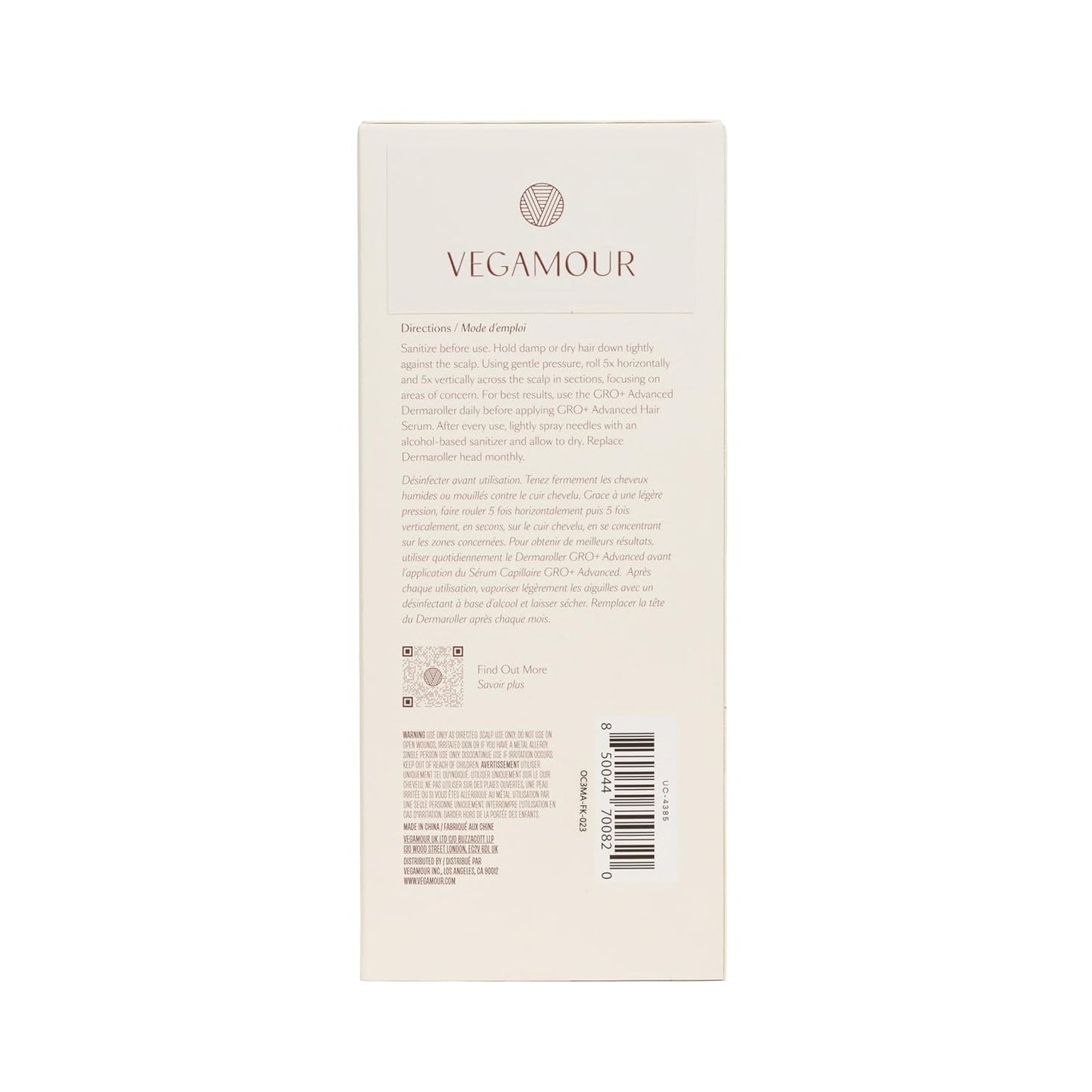 VEGAMOUR GRO+ Advanced Dermaroller | 1,200 Microneedles de 0.25mm Herramienta para el cuero cabelludo | Exfolia suavemente el cuero cabelludo | Cabezal ancho para máxima cobertura