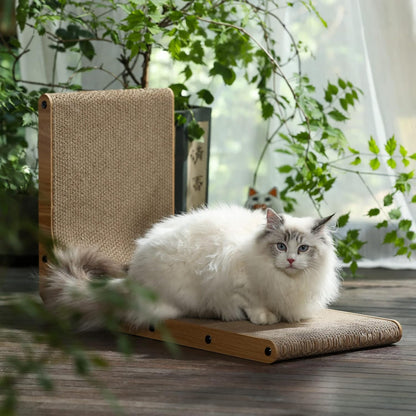 FUKUMARU Rascador para gatos, 26.8 pulgadas en forma de L, almohadi...