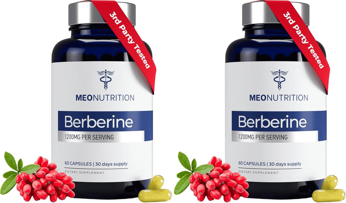 Meo Nutrition Suplemento de berberina de 1200 mg HCI - 60 cápsulas,...