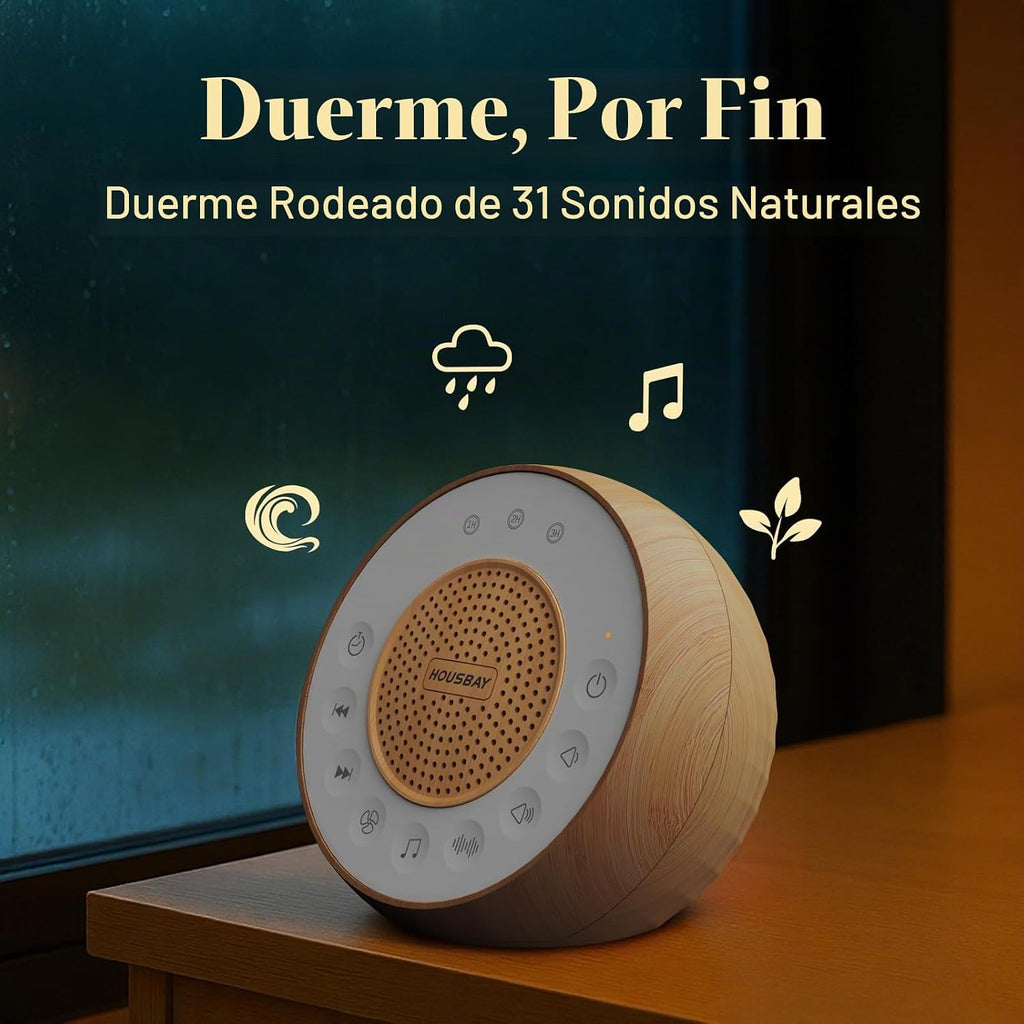 HOUSBAY Máquina de sonido ruido blanco para dormir con grano de mad...