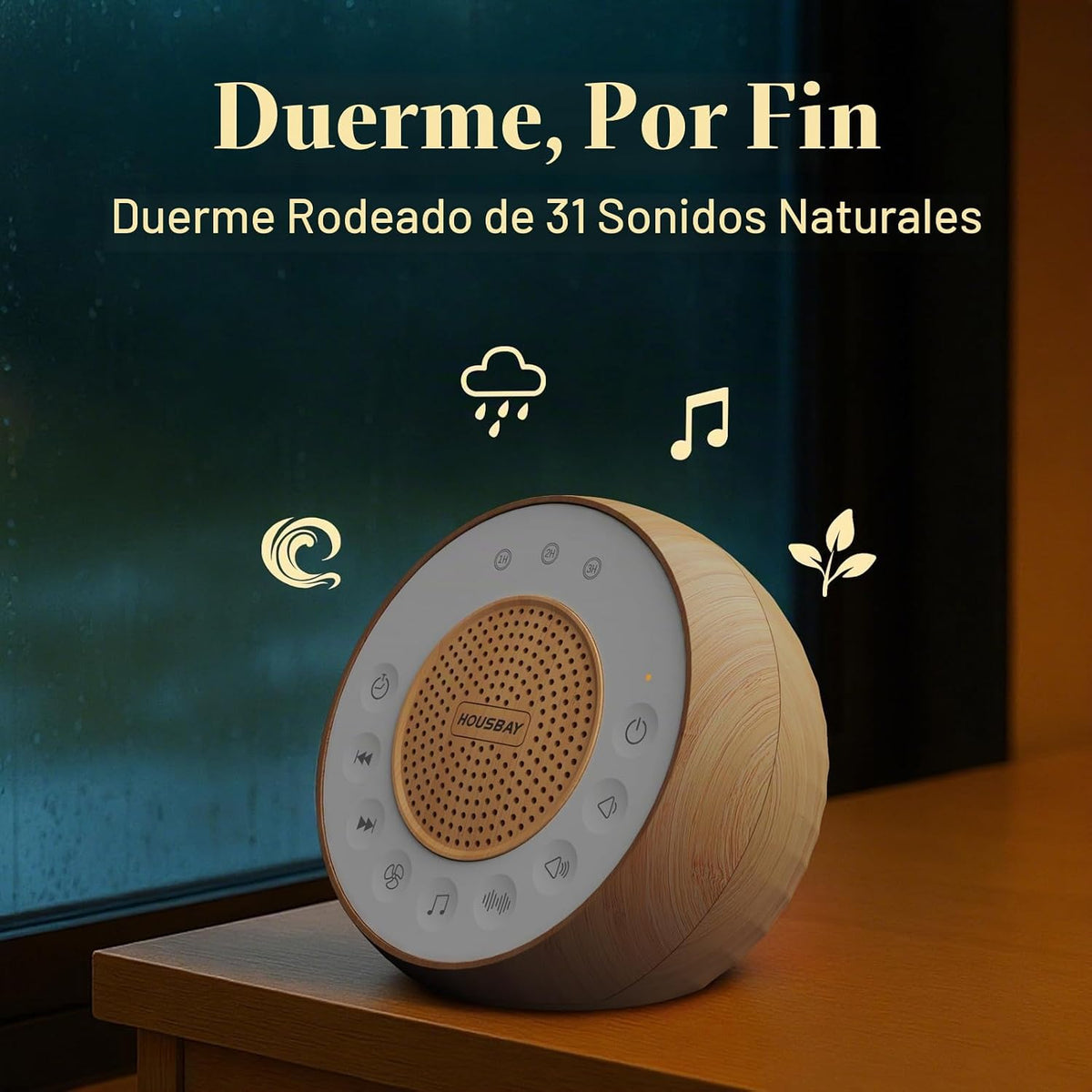 HOUSBAY Máquina de sonido ruido blanco para dormir con grano de mad...