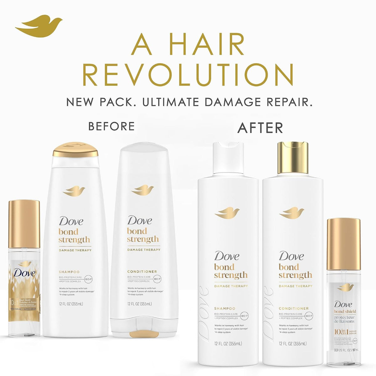 Dove Bond Strength - Set de champú y acondicionador + suero para el...