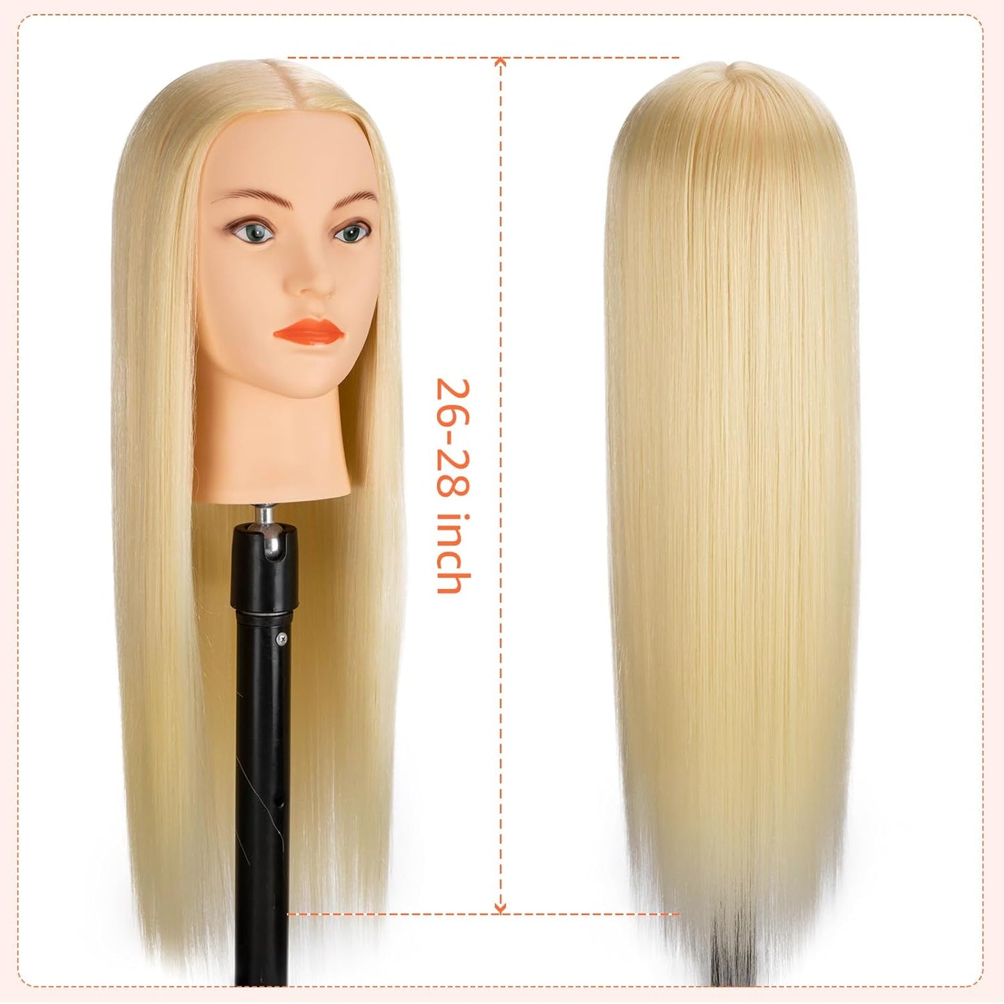 Cabeza de maniquí 26-28" con 80% de cabello humano, cabeza de m...