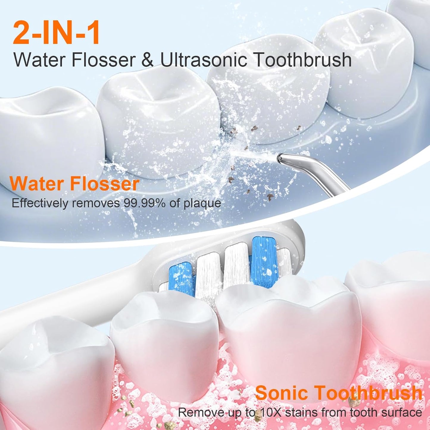 H2ofloss Cepillo de dientes eléctrico sónico y combo de hilo dental...
