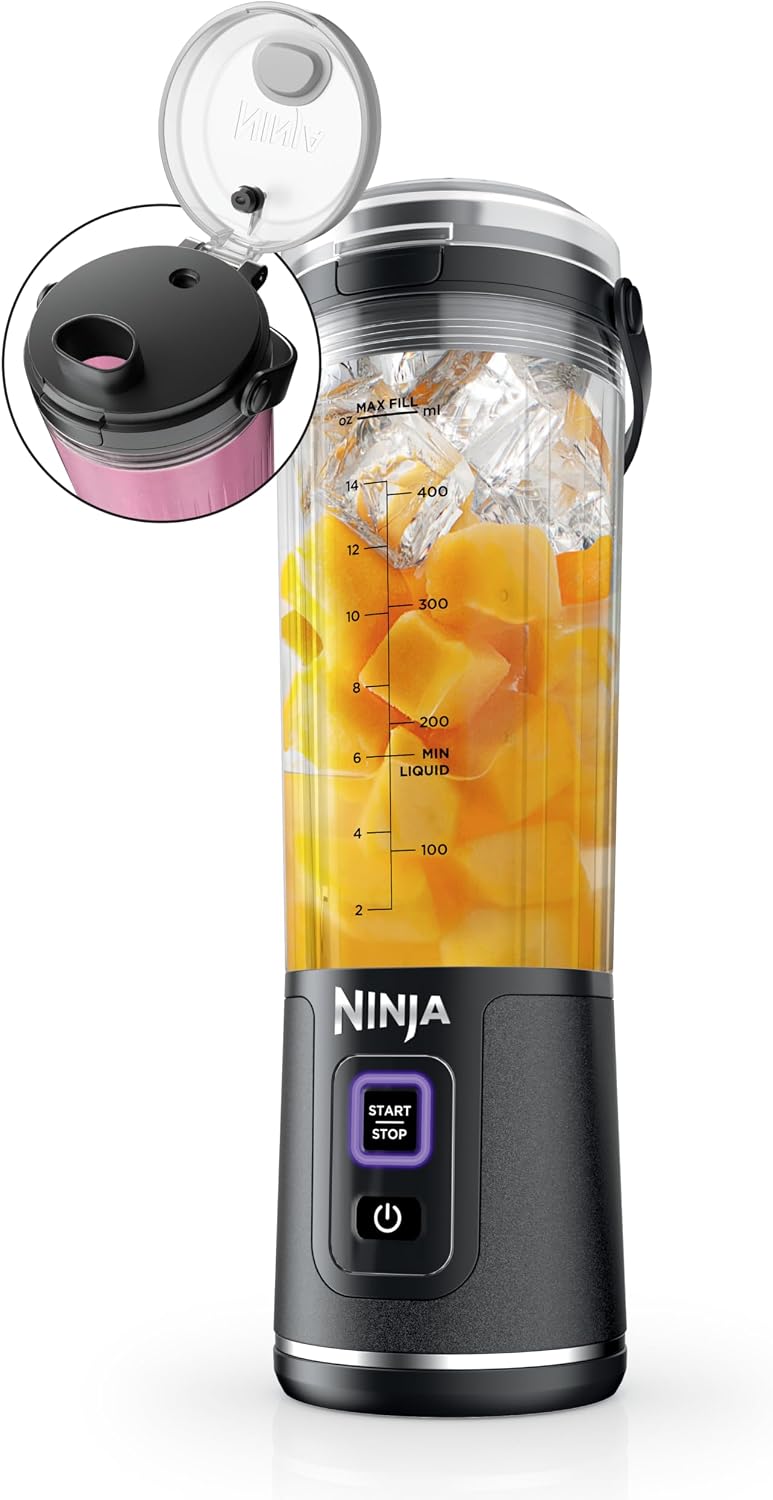 Ninja Blast Batidora Portátil, Sin Cable, Recipiente de 18oz, Licua...
