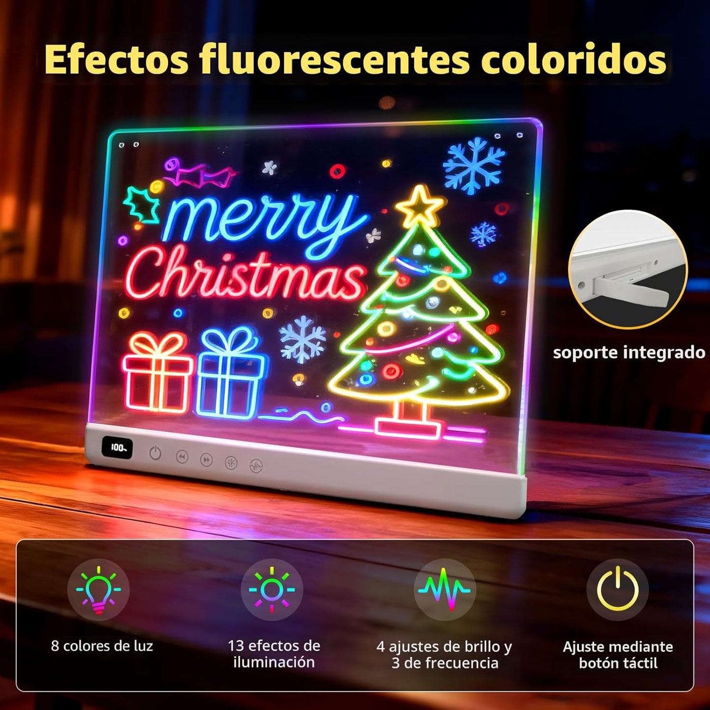 Lumiboard Tablero de dibujo LED con 13 efectos de luz, 16 pulgadas,...