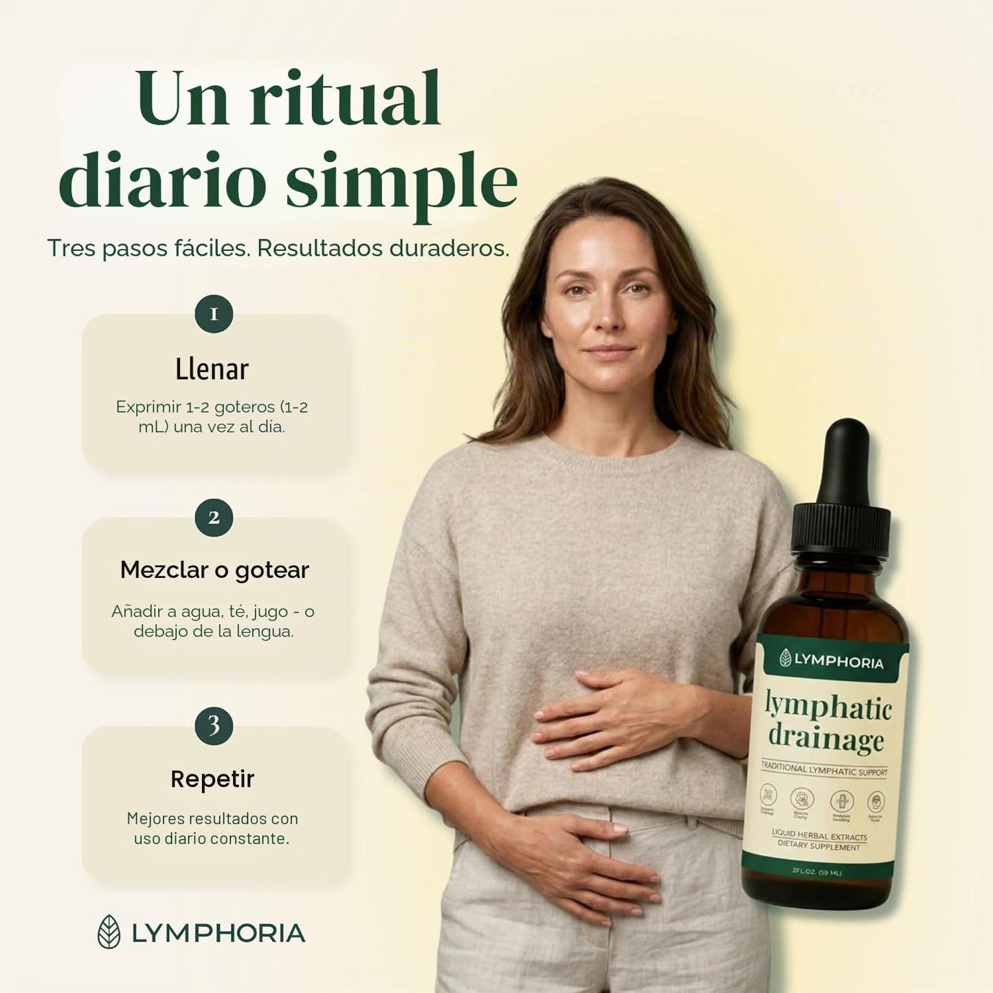 LYMPHORIA Gotas de drenaje linfático para aliviar la hinchazón y de...