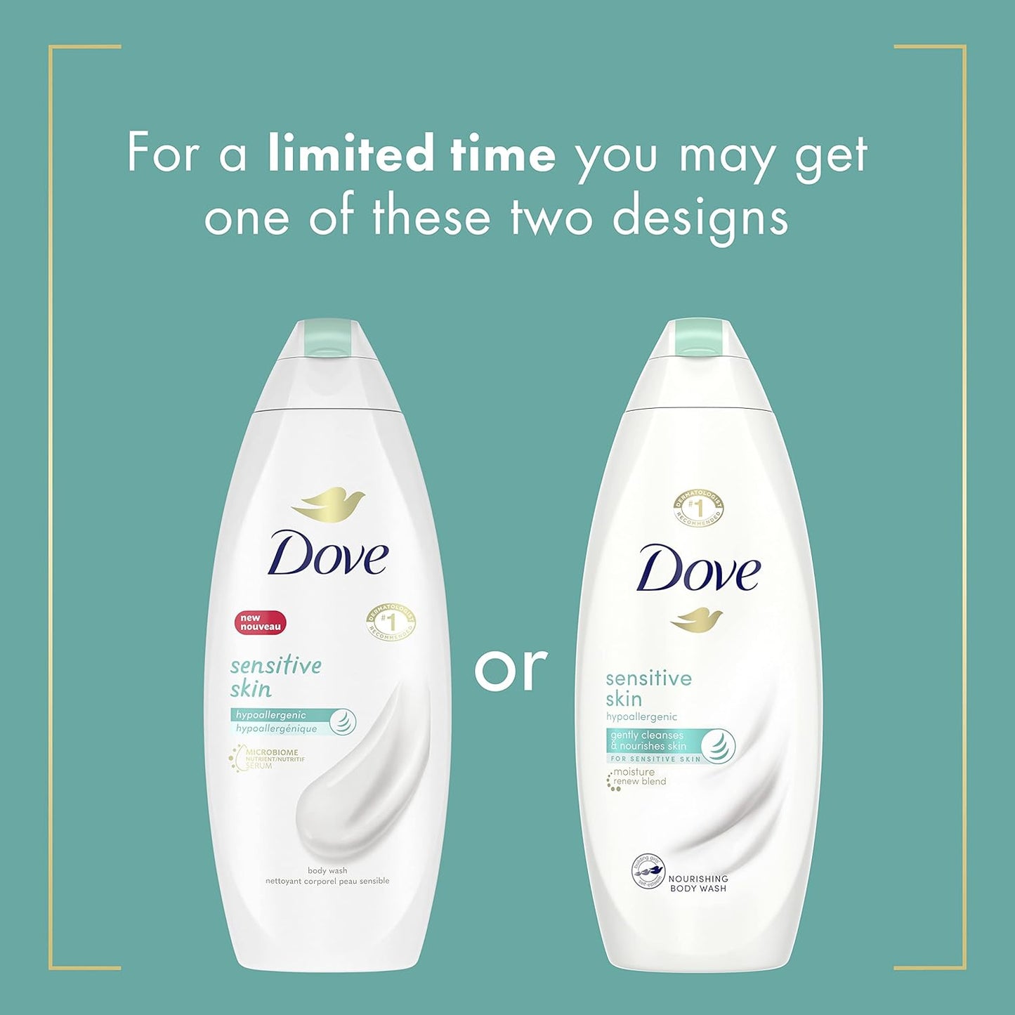 Dove Jabón Corporal, Piel Sensible, 12 oz