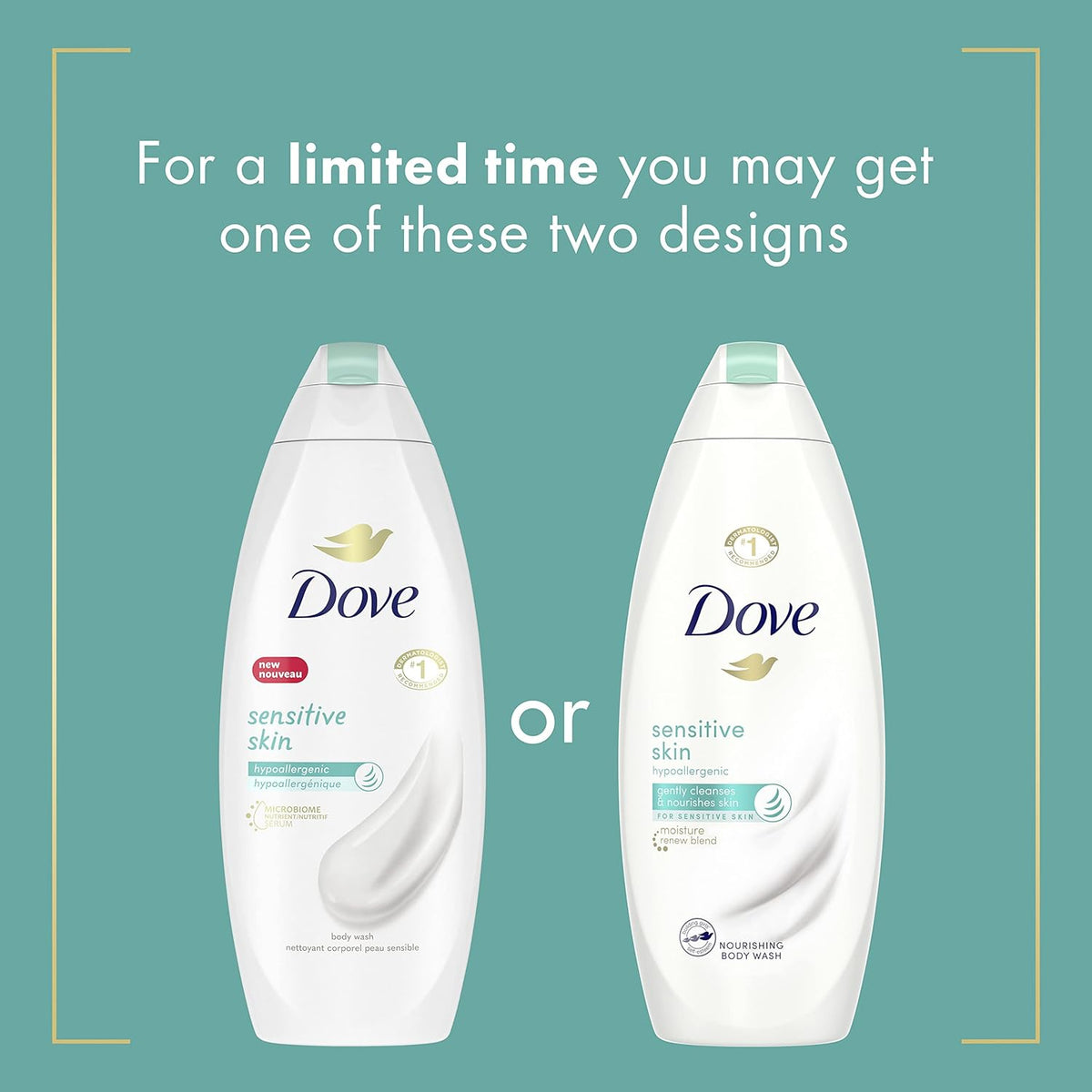 Dove Jabón Corporal, Piel Sensible, 12 oz