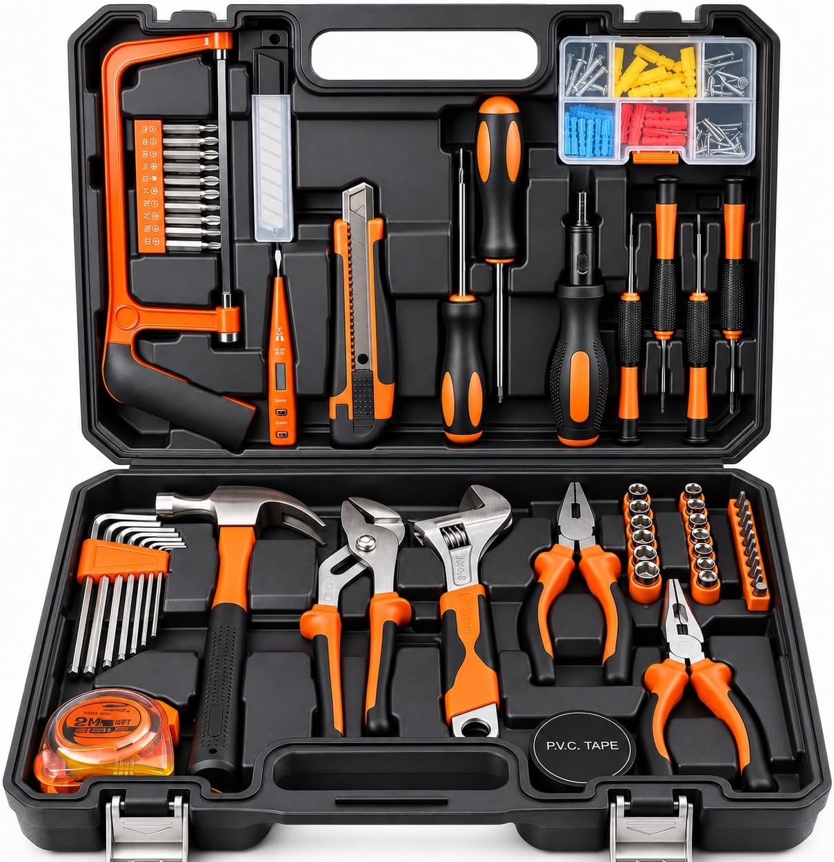 KOOPOOL Kit de herramientas de 160 piezas para el hogar, juego de h...