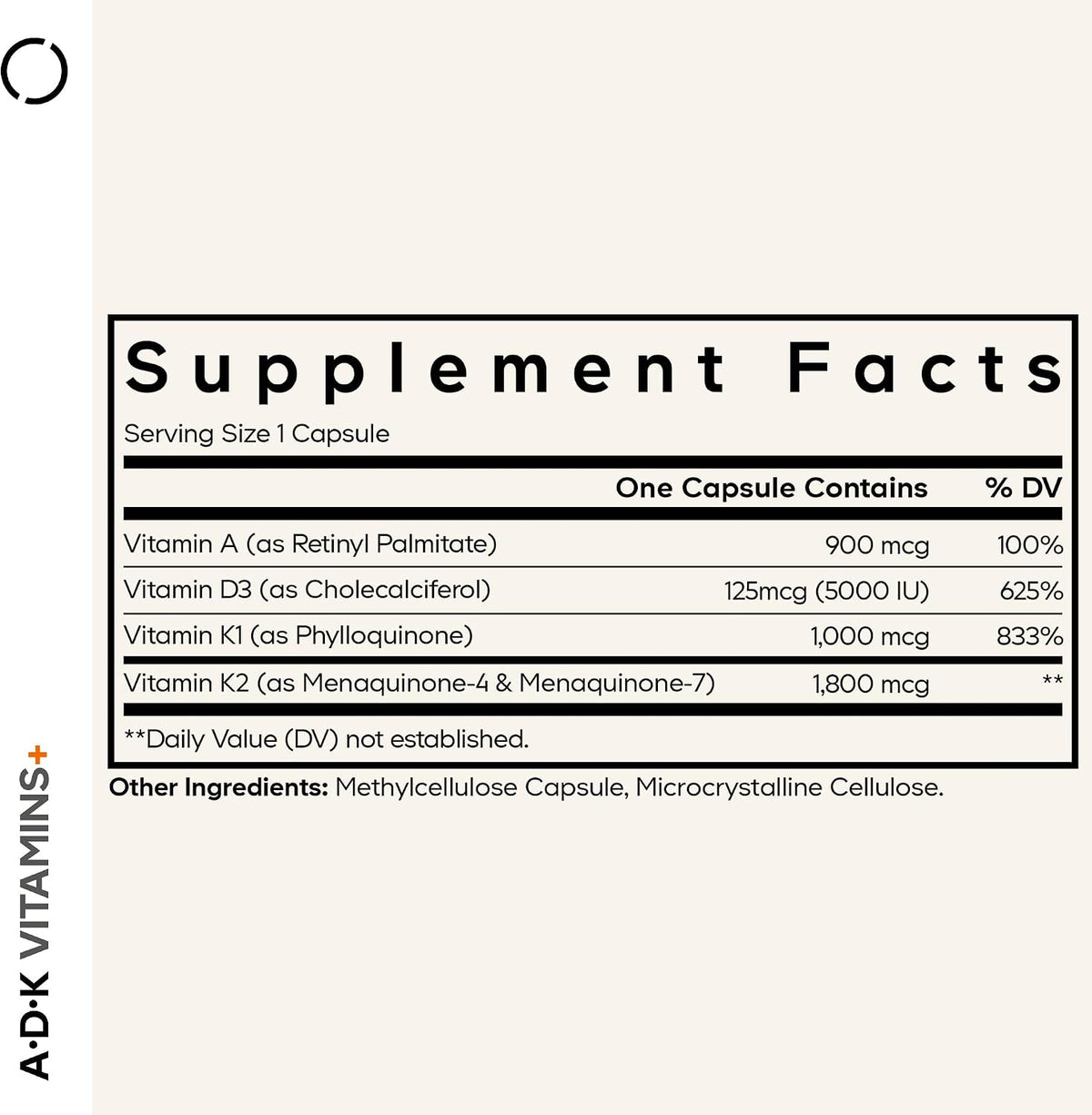 Codeage Suplemento de vitaminas ADK - Vitamina esencial A, D3 5000...