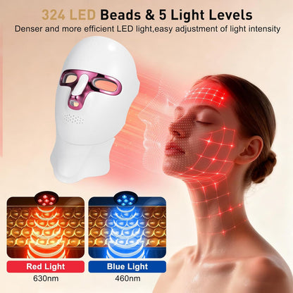 CAMLKE Máscara de terapia de luz roja para cara y cuello, dispositi...