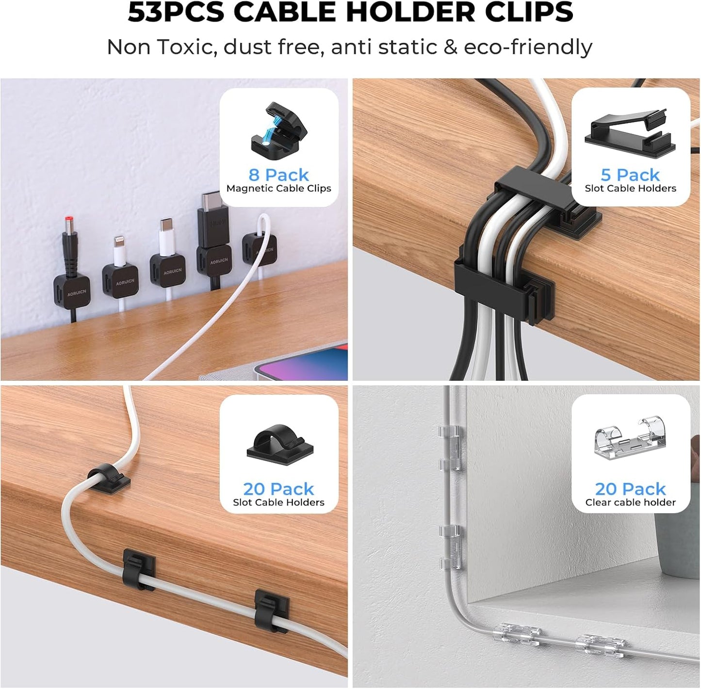 AORUICN Kit organizador de cables, organizador de cables de escrito...