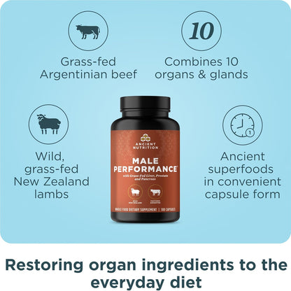 Ancient Nutrition Suplementos de Órganos para Hombres, Cápsulas de...