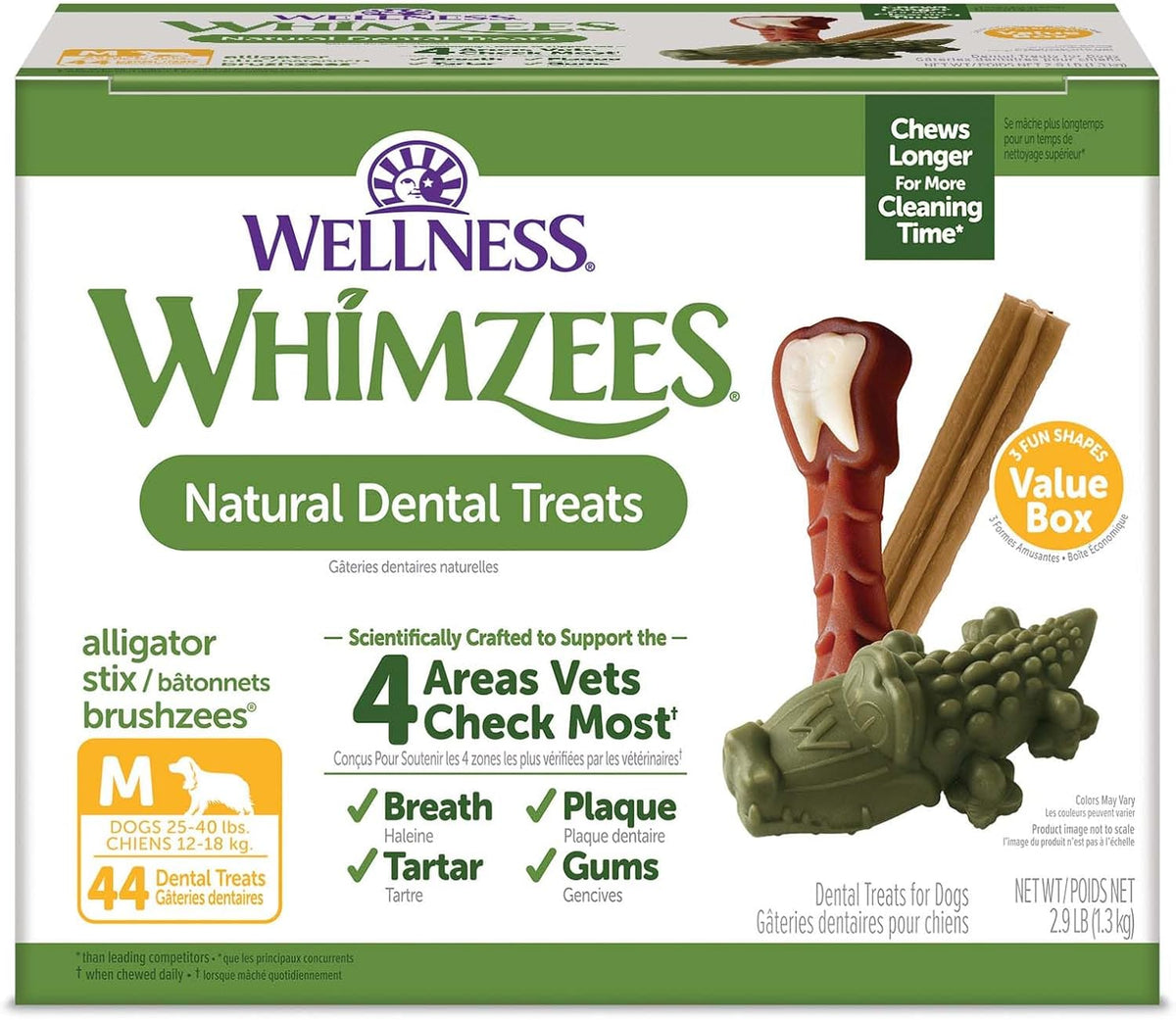 Wellness WHIMZEES Value Pack - Premio dental natural para perros, m...
