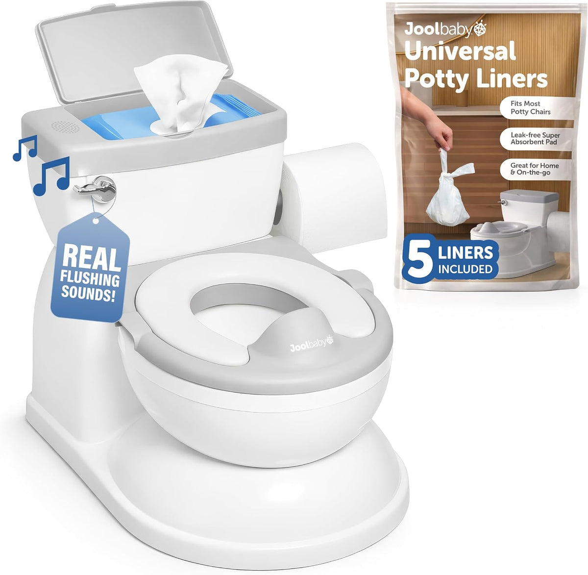 Orinal Real Feel 2 en 1 con almacenamiento para toallitas, sonidos...