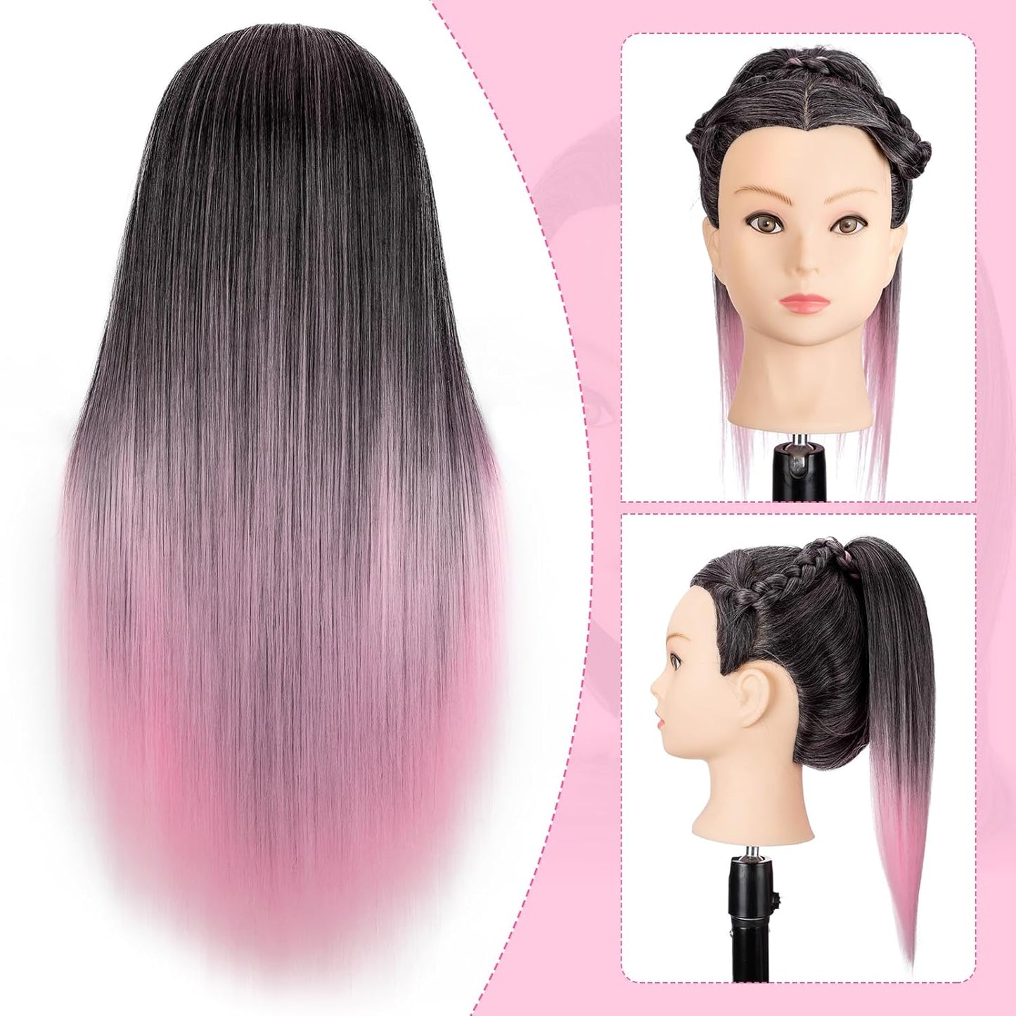 Cabeza de maniquí con cabello, cabeza de entrenamiento de 26 pulgad...