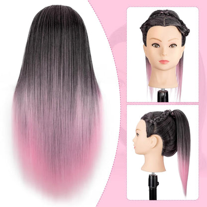 Cabeza de maniquí con cabello, cabeza de entrenamiento de 26 pulgad...