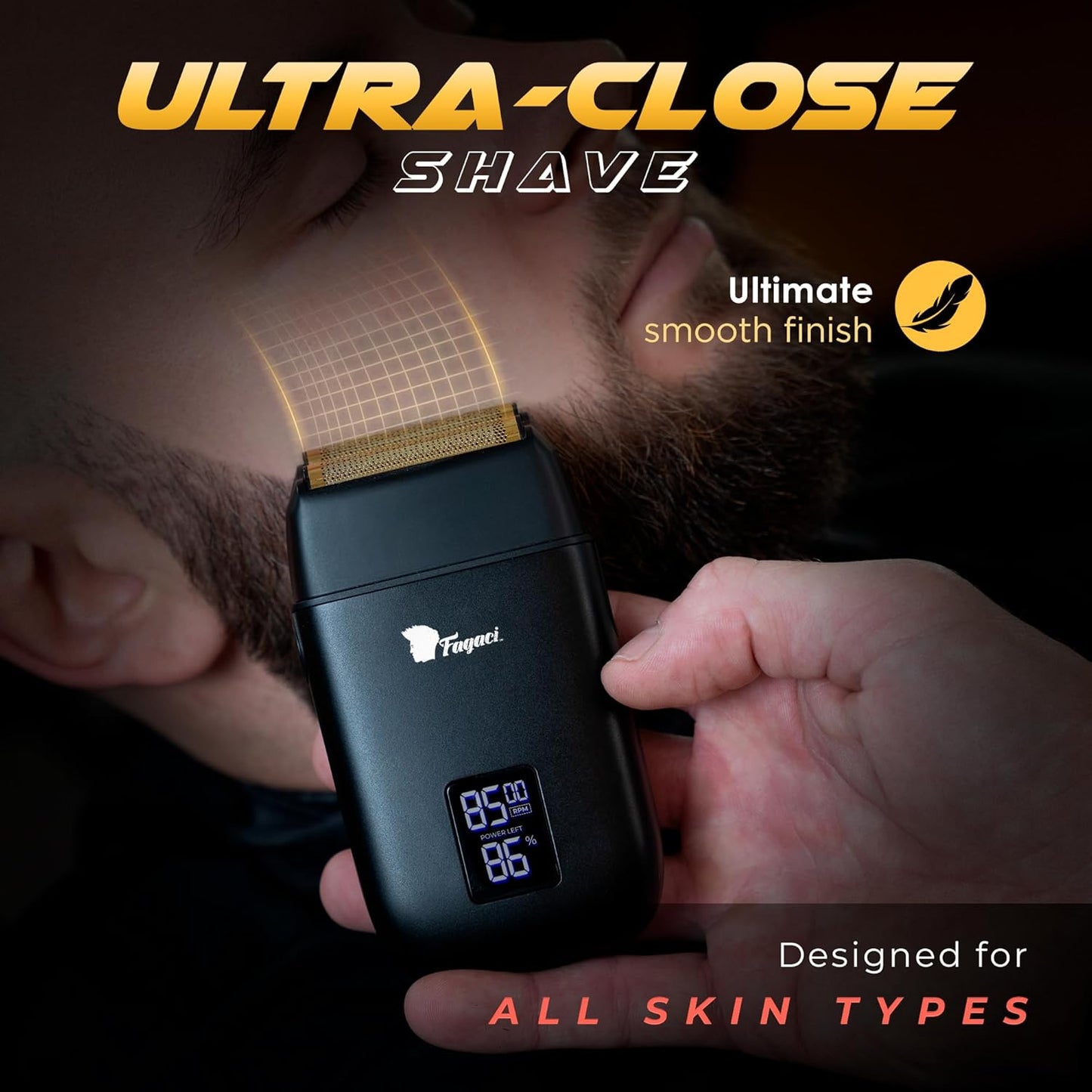 Fagaci Afeitadora de peluquería para hombres – Afeitado suave de vidrio sin irritación, maquinilla de afeitar profesional de barbero de 8500 RPM de alto torque, afeitadora eléctrica de aluminio para