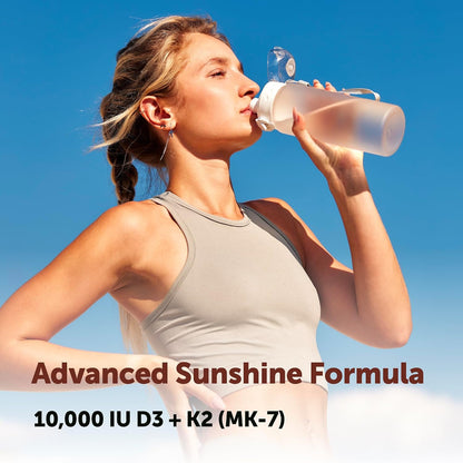 Micro Ingredients Vitamina D3 10,000 UI + K2 MK-7 200 mcg por porci...